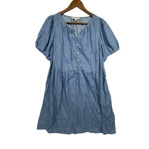 LOFT Chambray Short Sleeve Dress Womens Size Medium Lightweight Blue